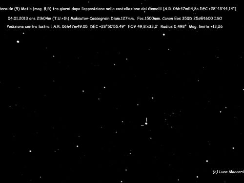 Asteroide (9)Metis 3gg. dopo l’opposizione.